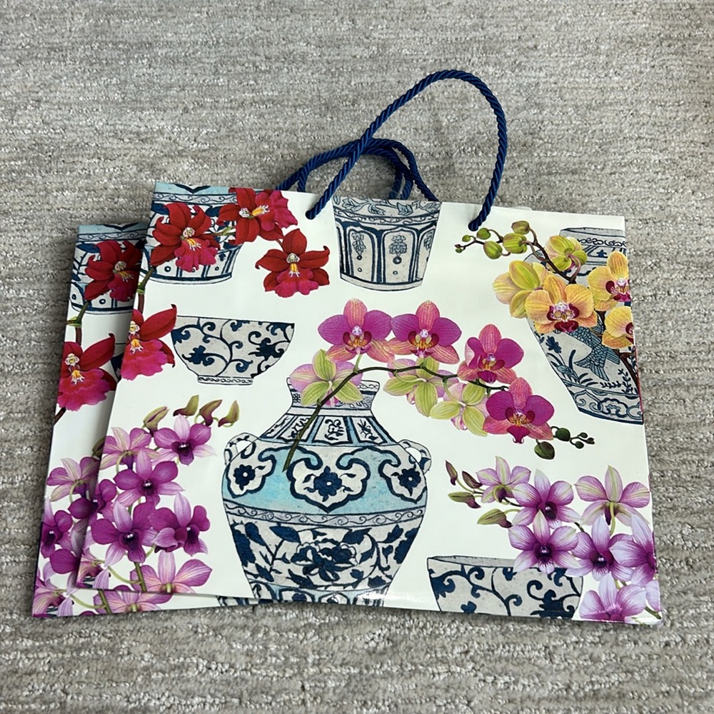 2 Caspari Orchidae Gift Bags